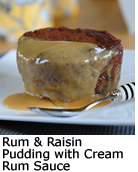Rum & Raisin Pudding with Cream Rum Sauce
